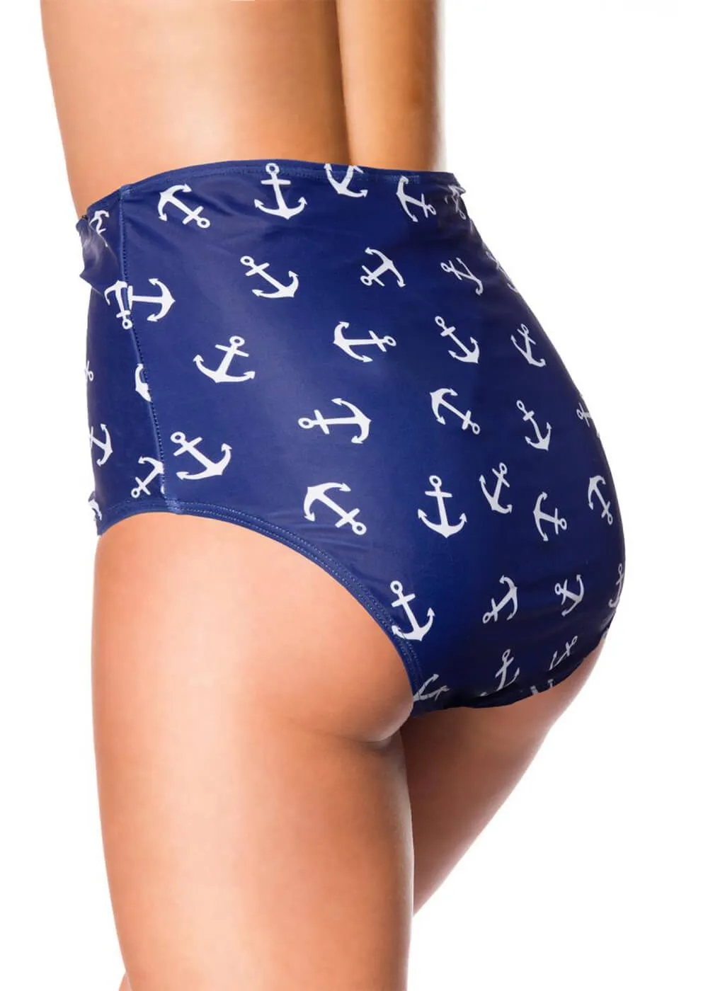 Belsira Summer Anchor High Bikini Bottoms Blue