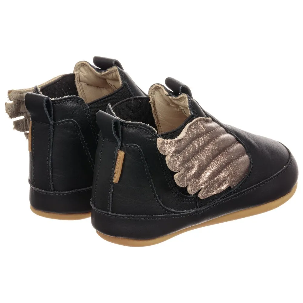 Black Leather Baby Boots