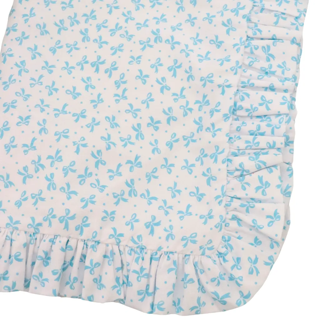 Blue bow frilly pillowcase