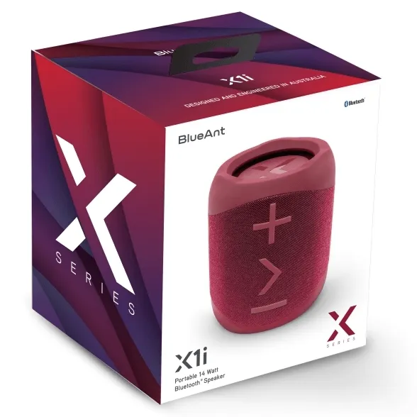 BlueAnt X1i Portable Bluetooth Speaker Compact 14W 10 Hours Play Time Crimson Red