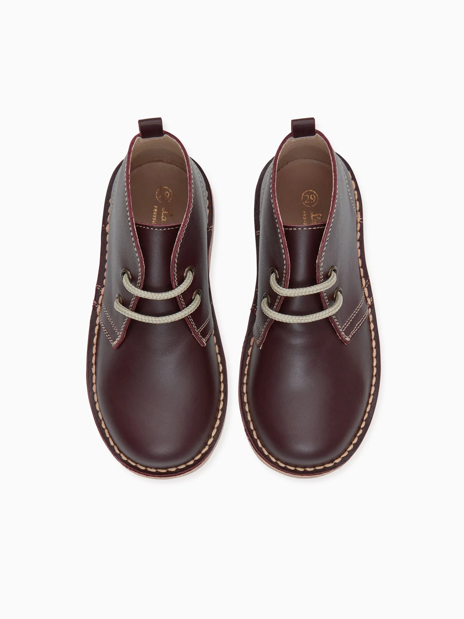 Burgundy Leather Kids Desert Boots