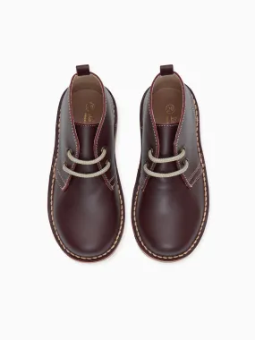 Burgundy Leather Kids Desert Boots