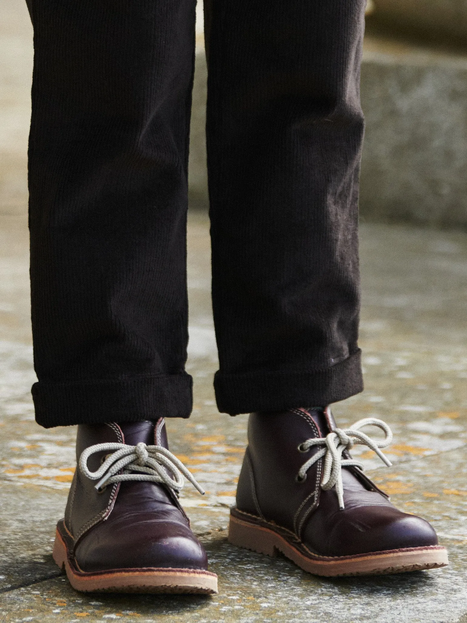 Burgundy Leather Kids Desert Boots