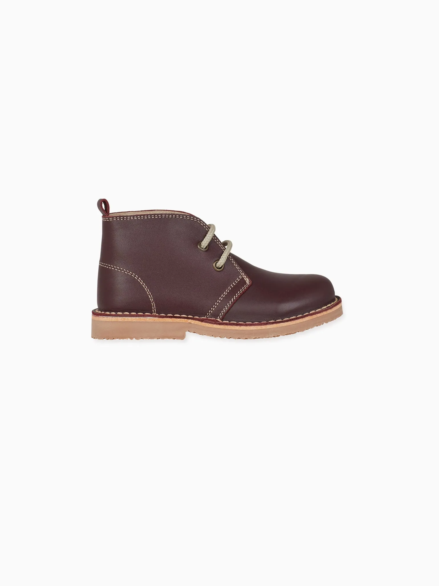 Burgundy Leather Kids Desert Boots