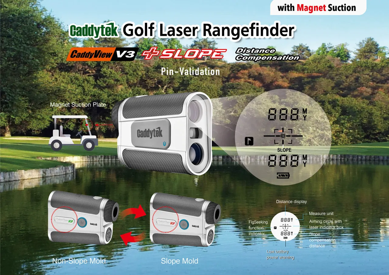 Caddytek Golf Laser Rangefinder with Slope and Pin Validation Functions V3