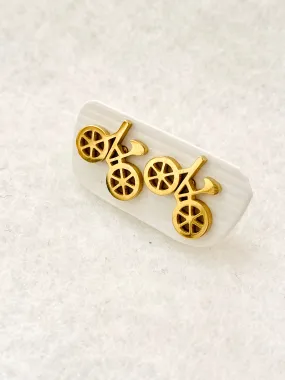 Cute Gold Bike Stud Earrings