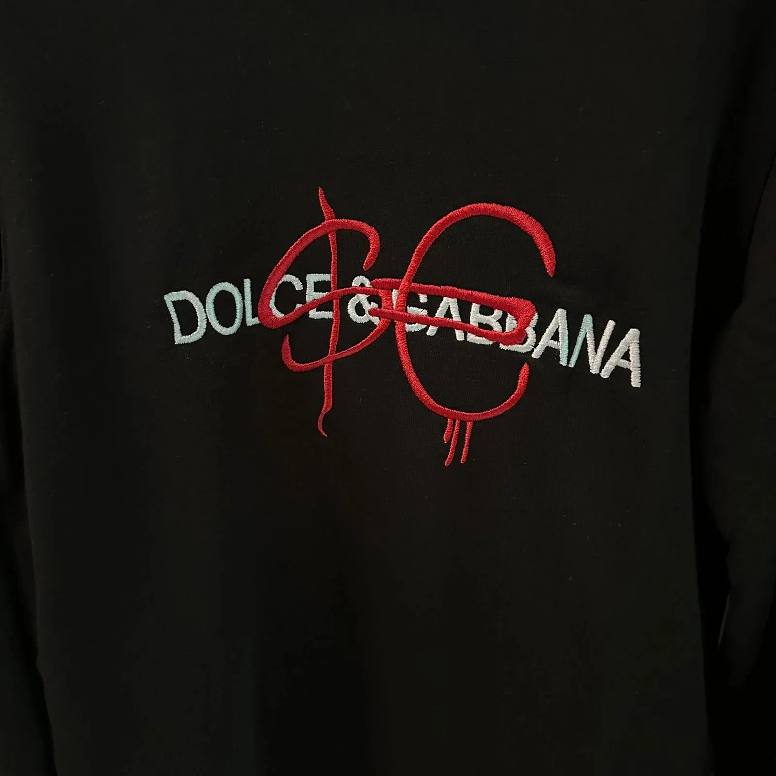 D&G BLACK SWEATSHIRT RED WHITE EMBROIDERD - The Nucleus Clothing