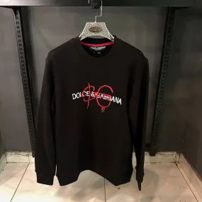 D&G BLACK SWEATSHIRT RED WHITE EMBROIDERD - The Nucleus Clothing