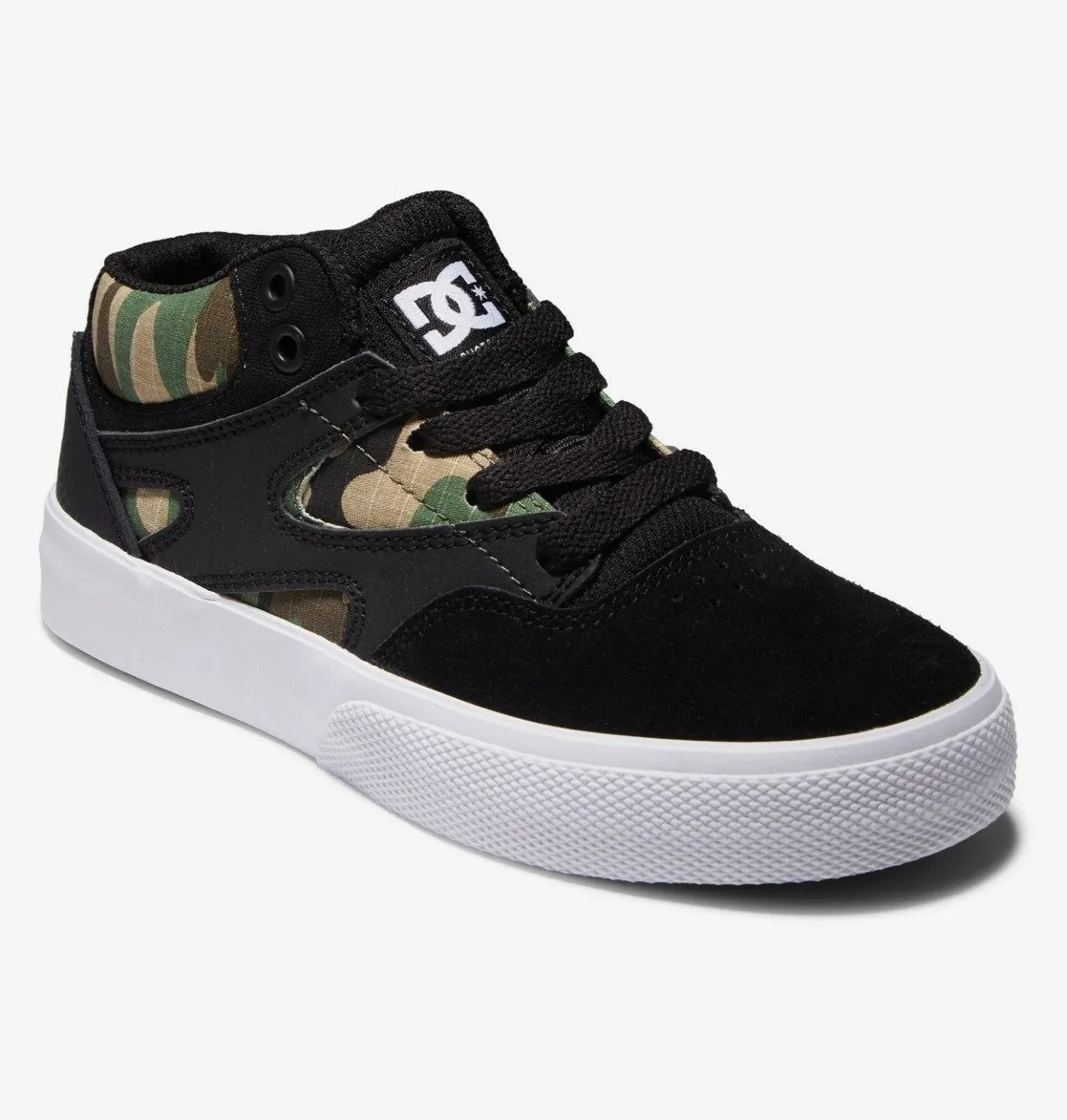 DC Kalis Vulc Mid Kids Skate Shoes - Black/Camo