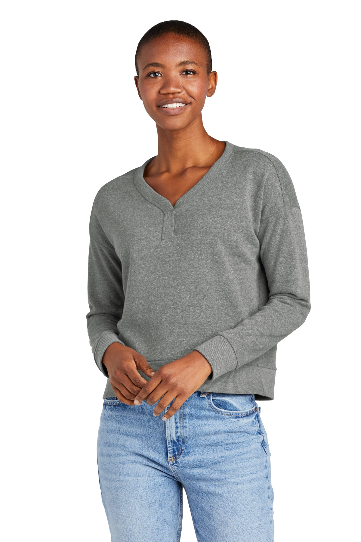 District Clothing DT1312 District Women's Perfect Tri Fleece V-Neck Sweatshirt SKU: DT1312