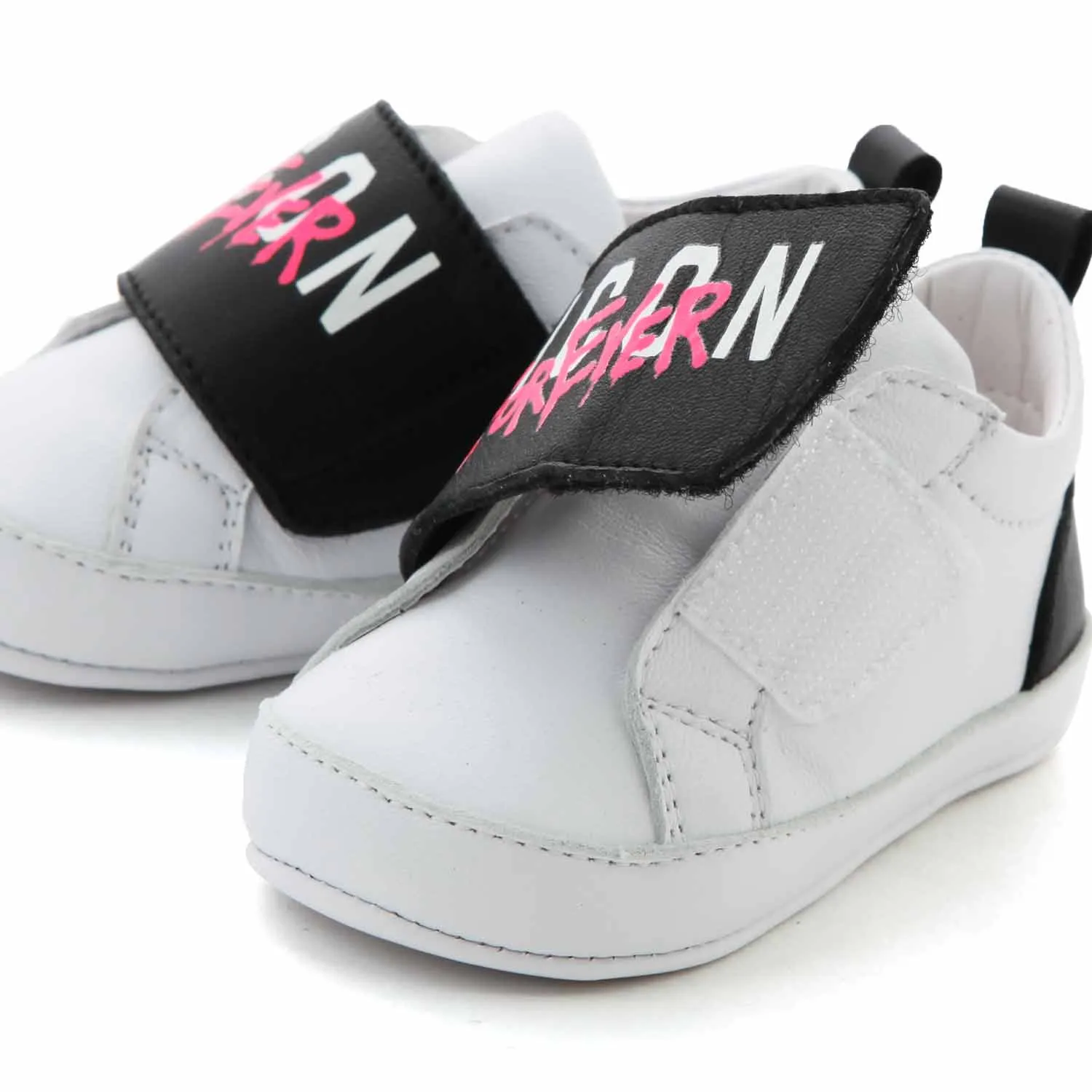 Dsquared2 White And Black D2 Sneaker With Strap For Baby Girl