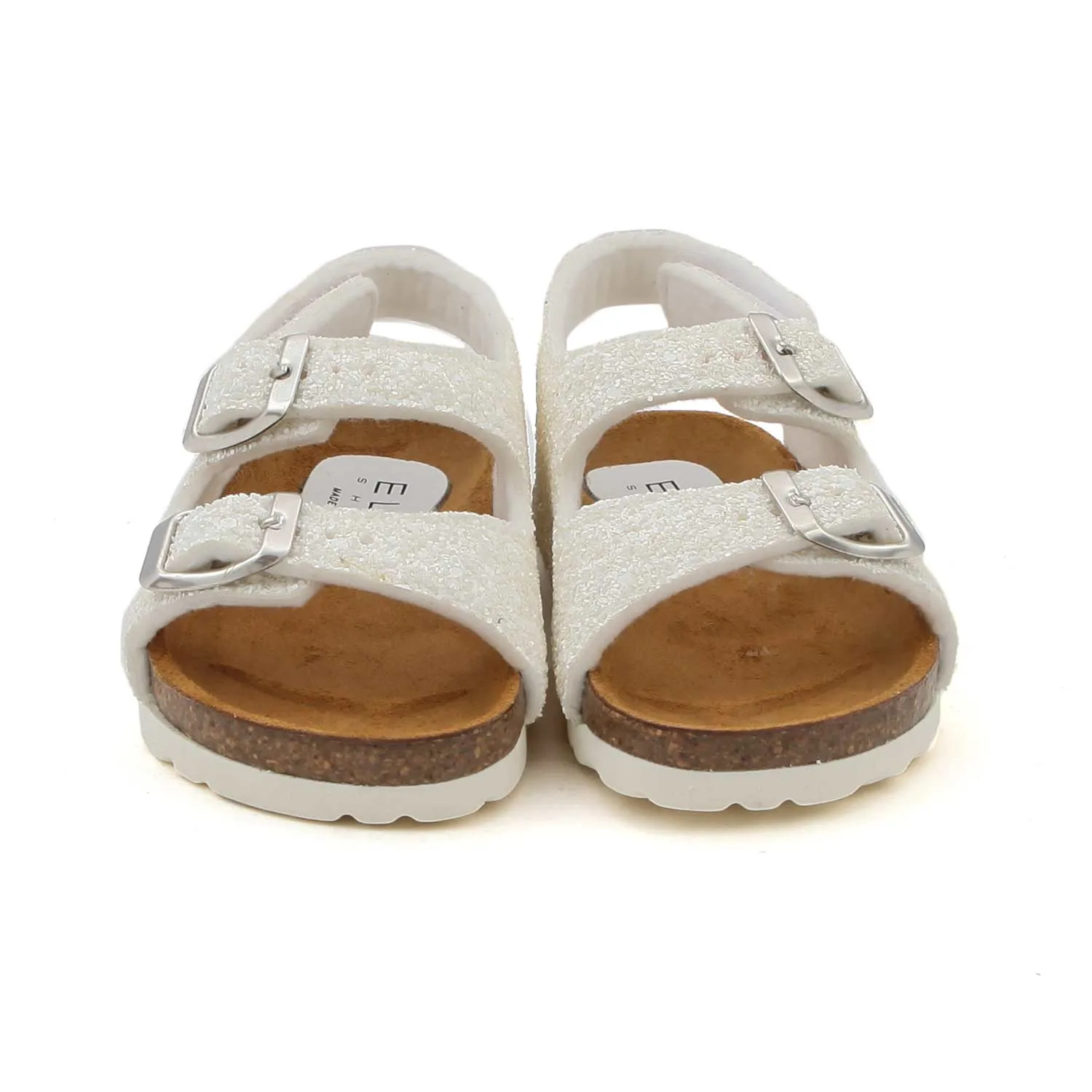 Elsy Little Girl White Glitter Sandals