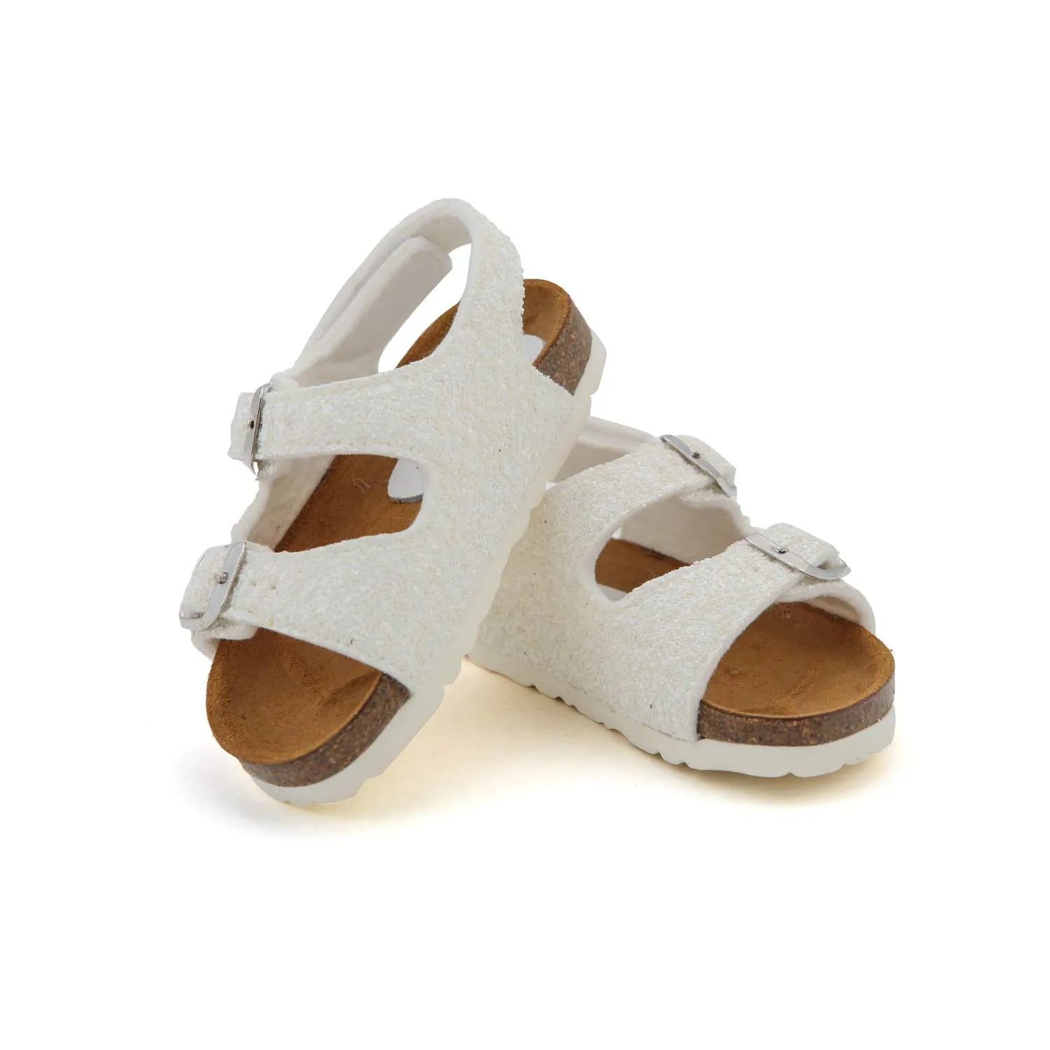 Elsy Little Girl White Glitter Sandals