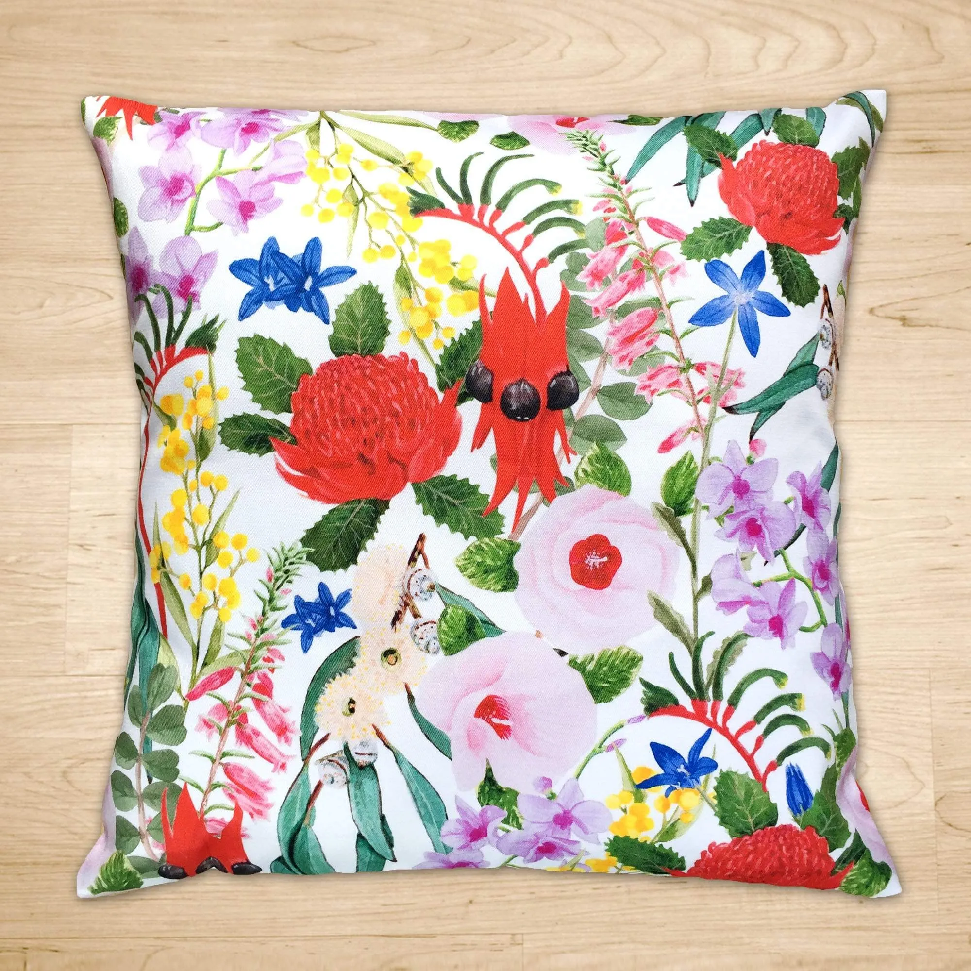 Floral Emblems Cushion Cover Cotton Drill