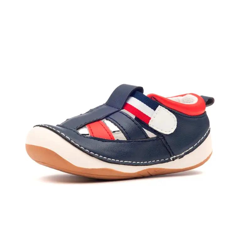 FLYNN navy and red baby and toddler boys sandals