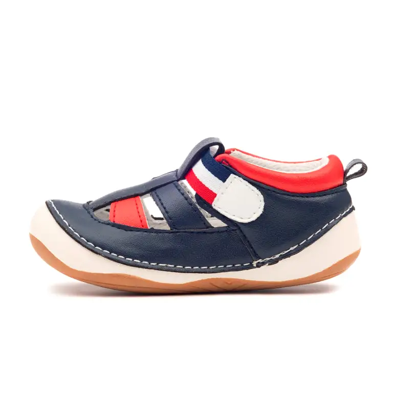 FLYNN navy and red baby and toddler boys sandals