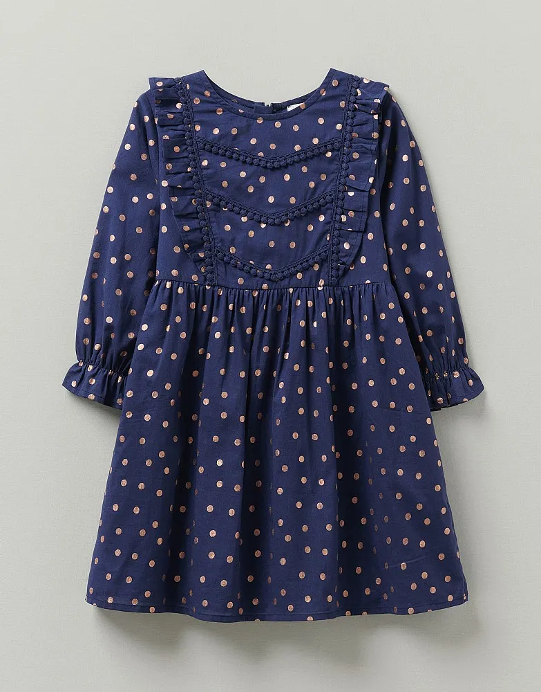 Girls' Metallic Spot Print Party Dress from Crew Clothing Company