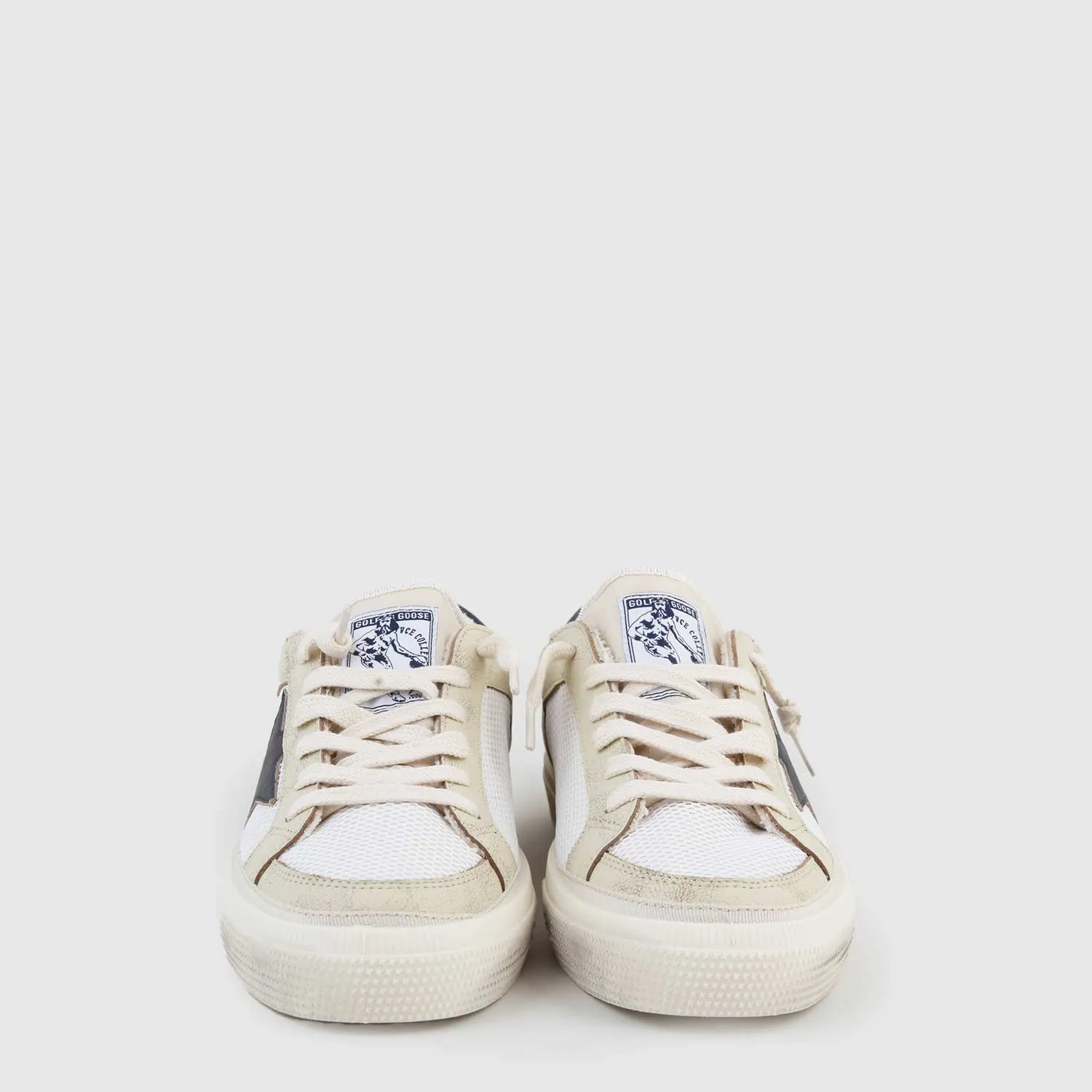 Golden Goose May Beige, White And Midnight Blue Sneaker For Boy