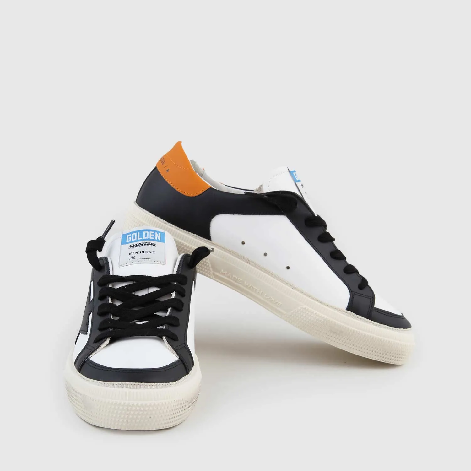 Golden Goose May Sneaker Black, Orange And White Boy