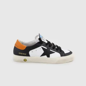 Golden Goose May Sneaker Black, Orange And White Boy