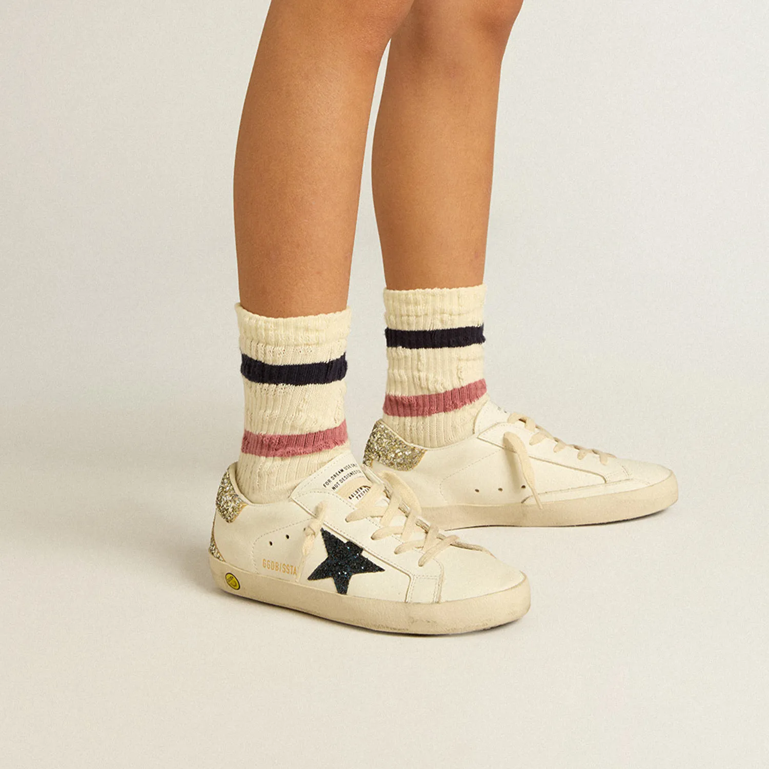 Golden Goose Sneaker Baby Super Star Classic Stella Glitter Blu