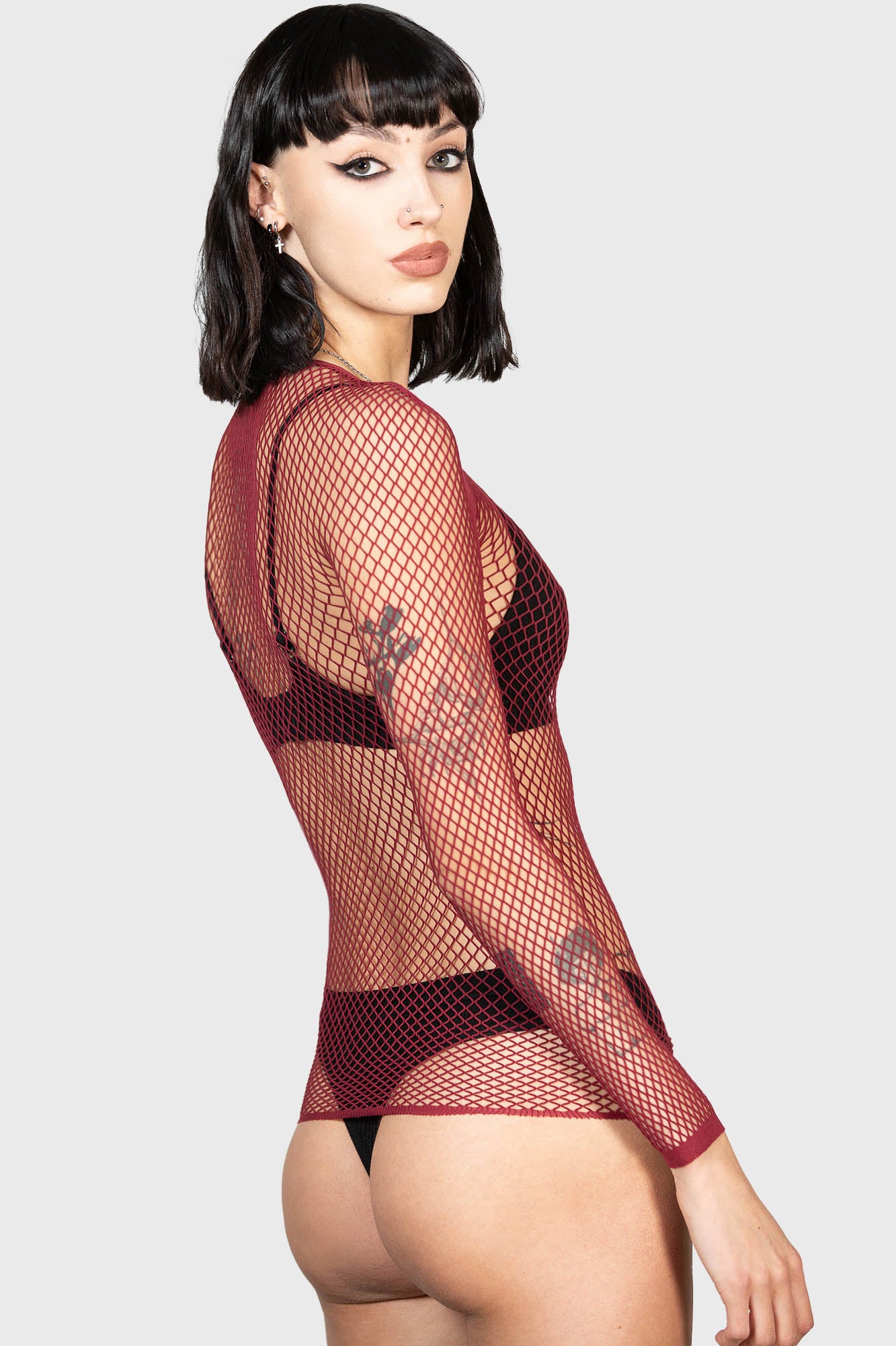 Hellrazor Fishnet Top [BURGUNDY]