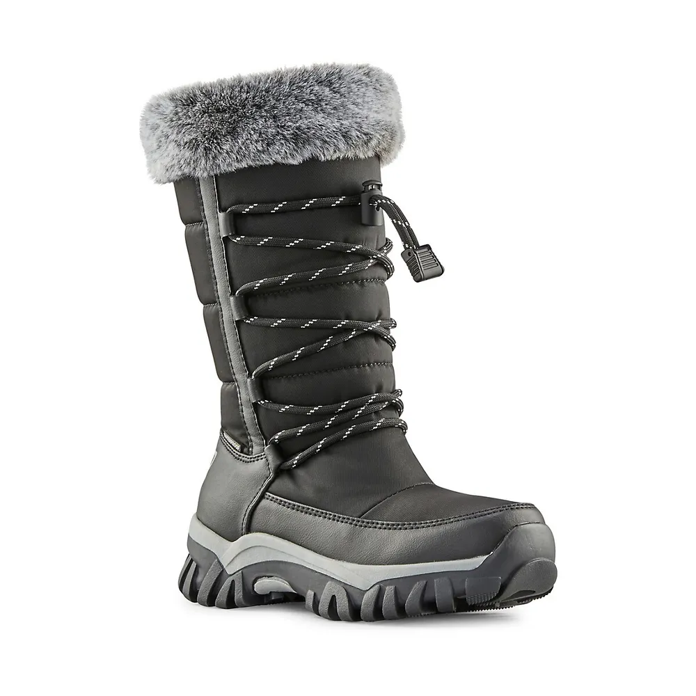 Hudson's Bay Girl's Thrill Faux Fur Collar Waterproof Winter Boots