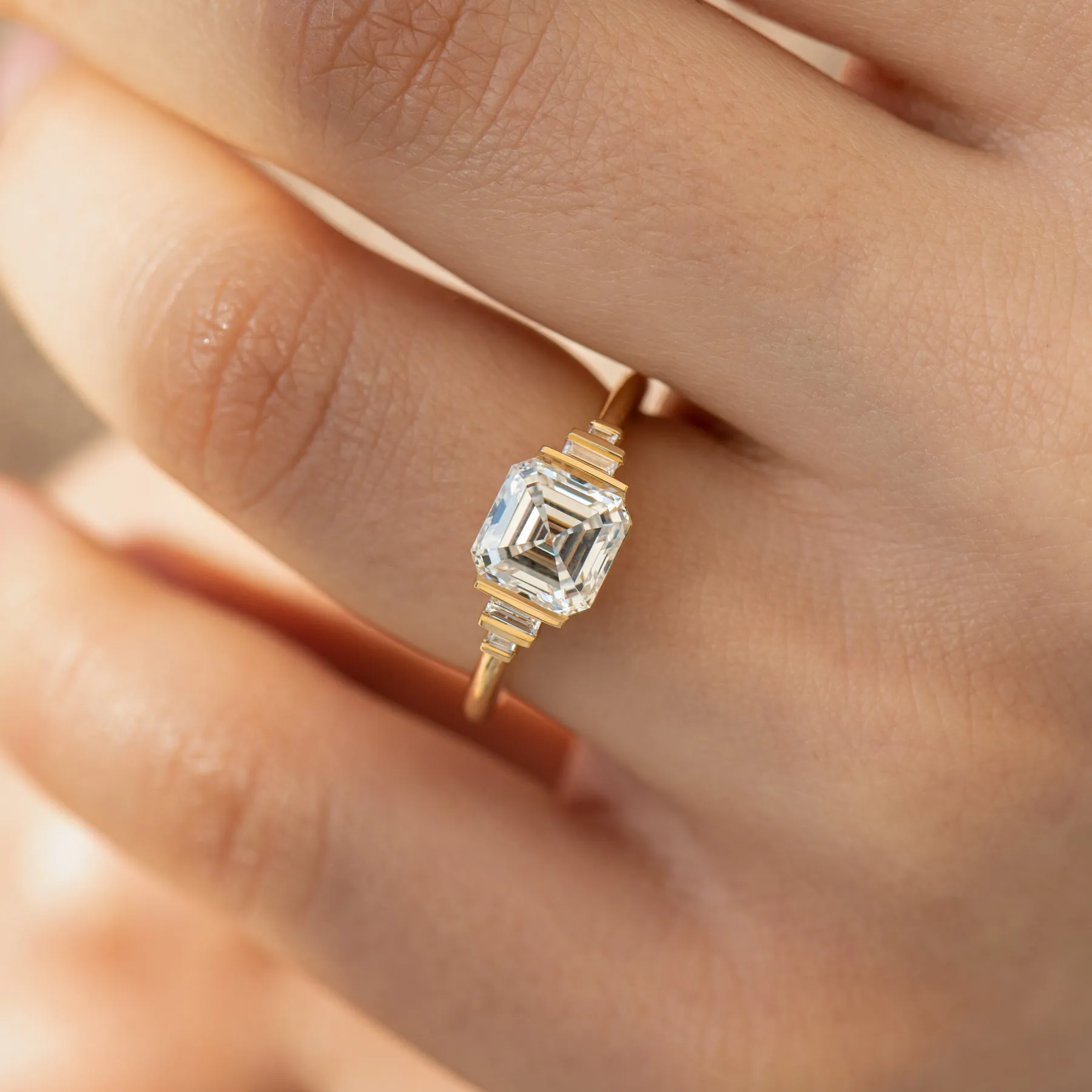 Lab Grown Asscher Diamond Engagement Ring