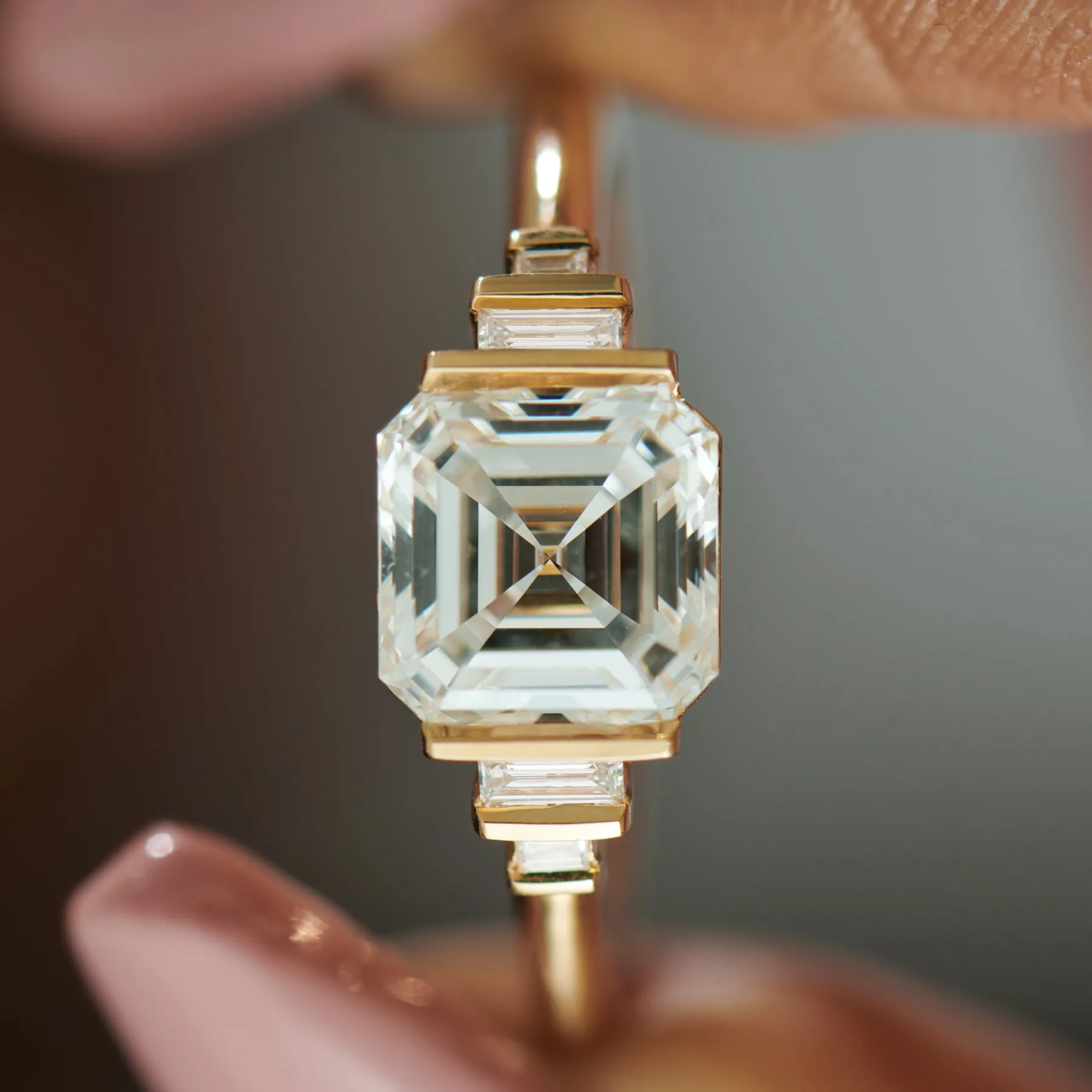 Lab Grown Asscher Diamond Engagement Ring