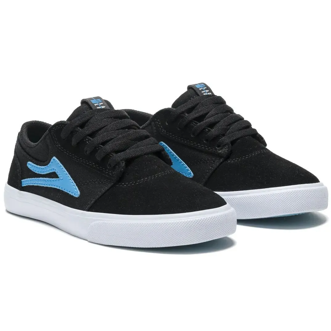 Lakai Griffin Kids Skate Shoes - Black/Cyan Suede