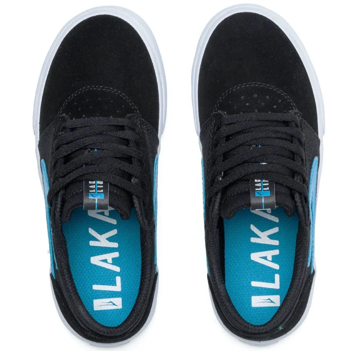 Lakai Griffin Kids Skate Shoes - Black/Cyan Suede