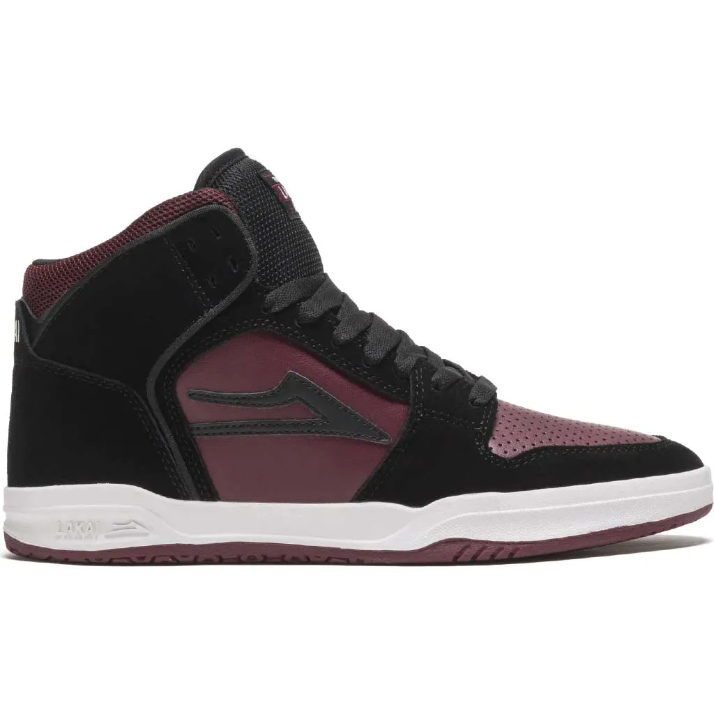 Lakai Telford Kids Skate Shoes - Black/Burgundy Suede