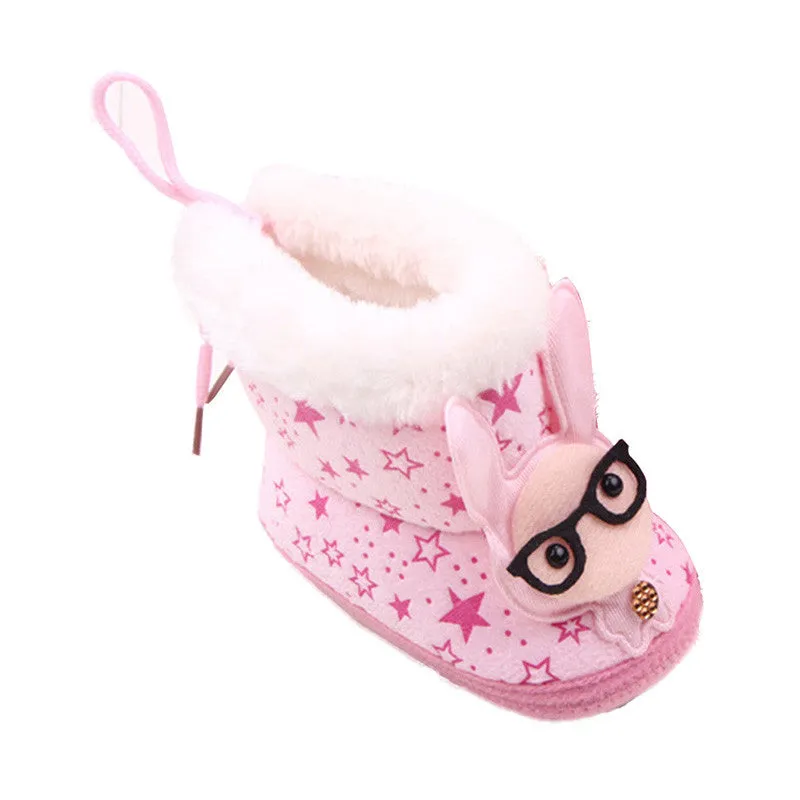 Lovely Newborn Baby Kid Soft Crib Shoes Cartoon Pattern Warm Coral Fleece Boots SM6