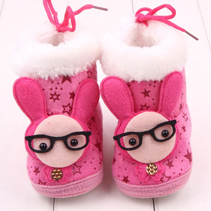 Lovely Newborn Baby Kid Soft Crib Shoes Cartoon Pattern Warm Coral Fleece Boots SM6