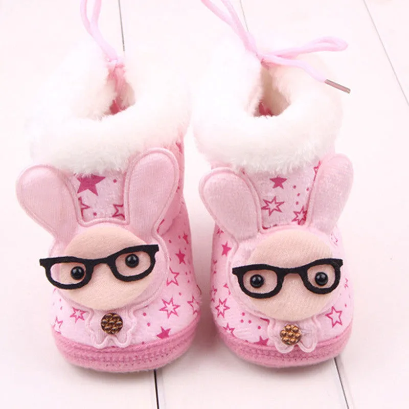 Lovely Newborn Baby Kid Soft Crib Shoes Cartoon Pattern Warm Coral Fleece Boots SM6