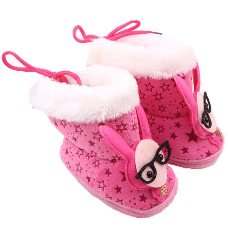 Lovely Newborn Baby Kid Soft Crib Shoes Cartoon Pattern Warm Coral Fleece Boots SM6