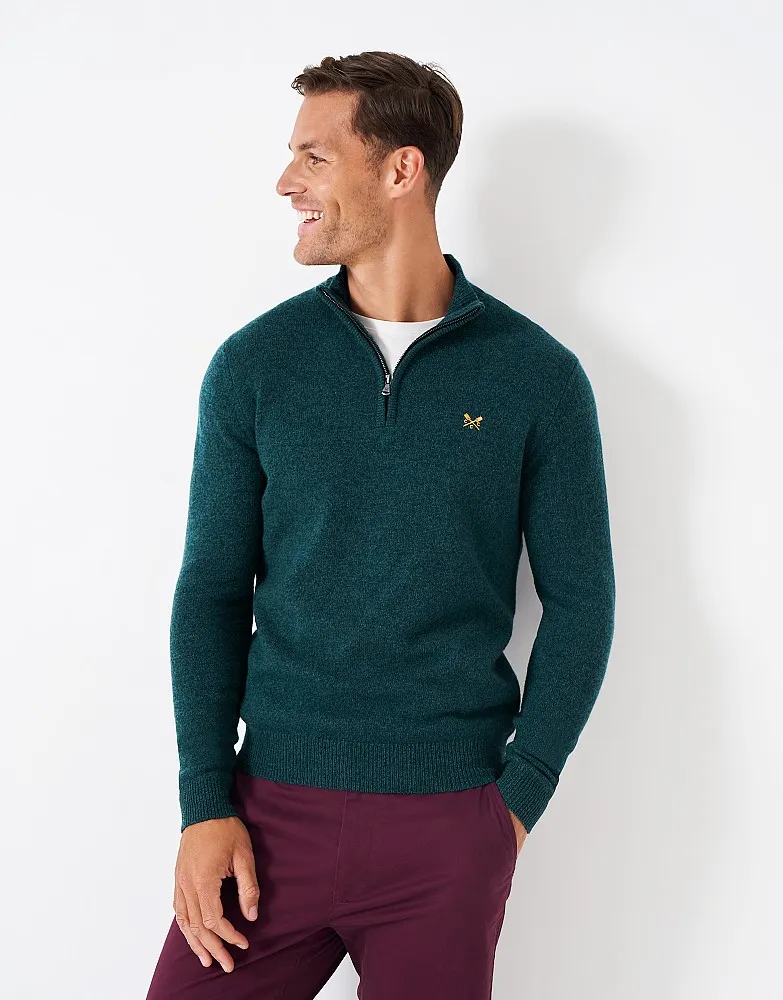 Men's Mouline Lambswool Half Zip Jumper from Crew Clothing Company