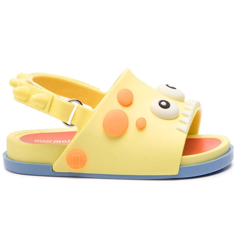 Mini Melissa Kids Boy/Girl Beach Slide Dino Sandals Shoes in Yellow