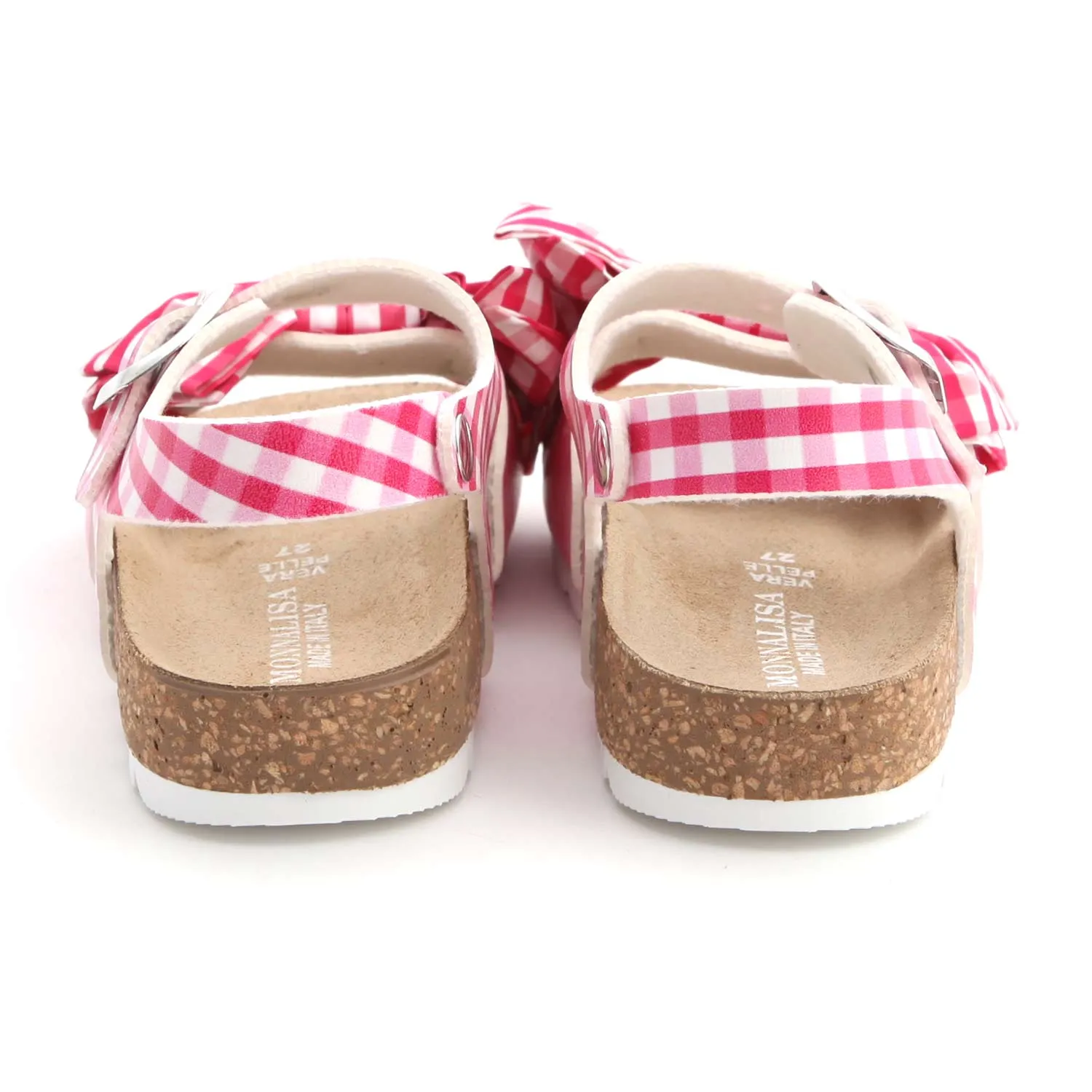 Monnalisa Little Girl Red Checked Sandals