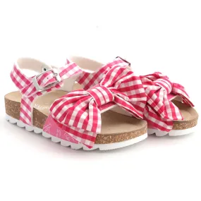 Monnalisa Little Girl Red Checked Sandals