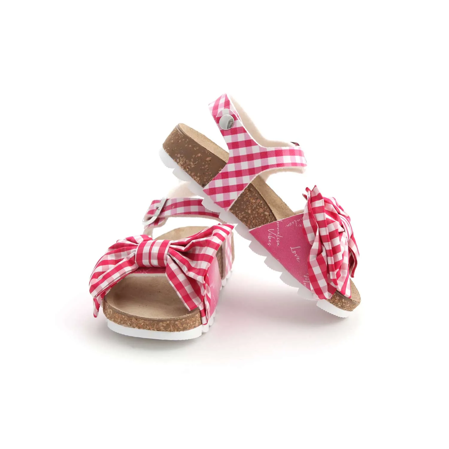 Monnalisa Little Girl Red Checked Sandals