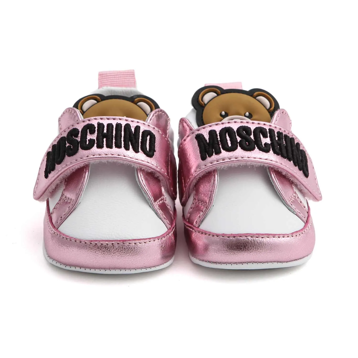 Moschino White And Pink Teddy Bear Sneaker For Baby Girl