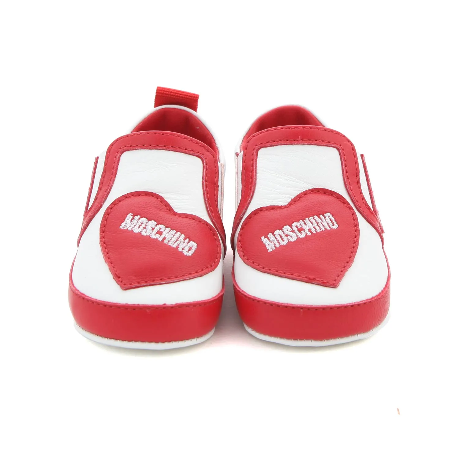 Moschino White Sneaker With Red Heart For Baby Girl