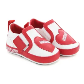 Moschino White Sneaker With Red Heart For Baby Girl