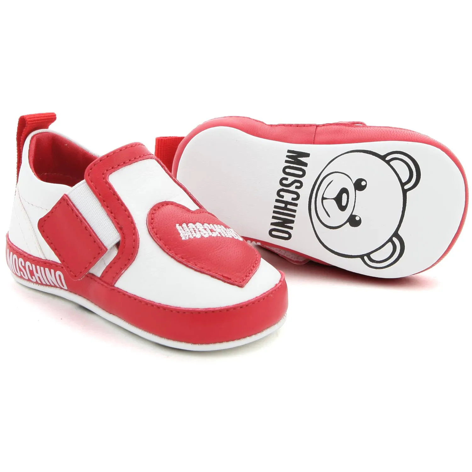 Moschino White Sneaker With Red Heart For Baby Girl