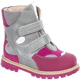 Orthopedic Boots Autumn Winter Outdoor Shoes High Top Two Fasteners Baby Toddler Kids Boys Girls Gray/Pink