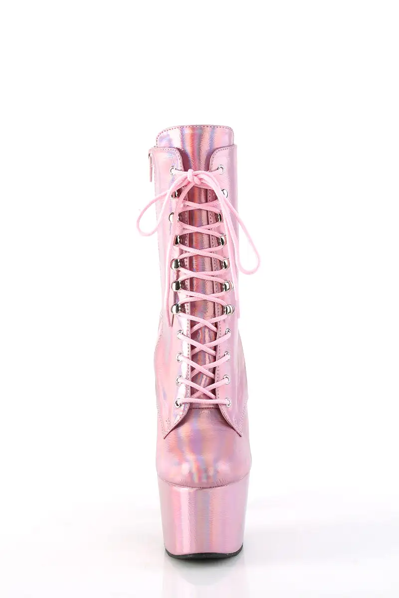 Pleaser USA Adore-1020HG 7inch Pleaser Boots - Holographic Baby Pink