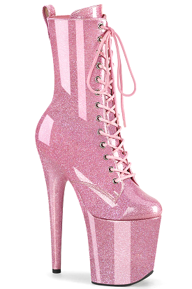 Pleaser USA Flamingo-1040GP 8inch Pleaser Boots - Baby Pink Glitter