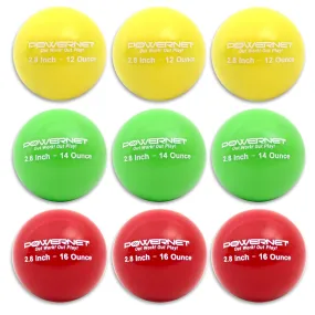 PowerNet 2.8 Weighted Hitting and Batting Progressive Training Balls (9 Pack): 1004-123