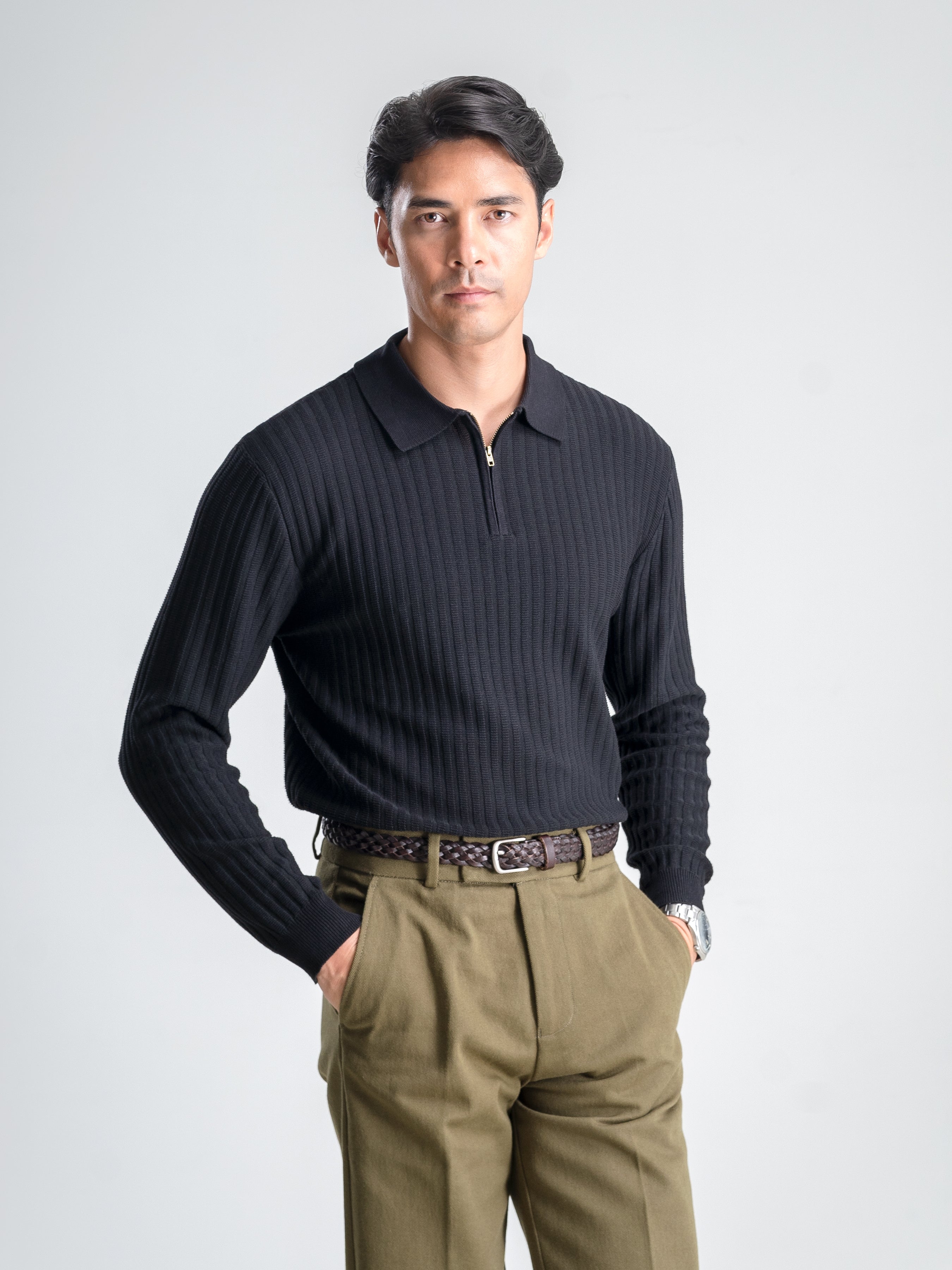 Raoul Knit - Black Quarter-Zip